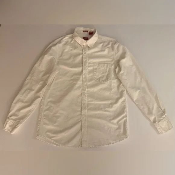 IZOD Men’s Slim Fit Collared Long Sleeve Button Dress Shirt White Size M - Picture 2 of 6
